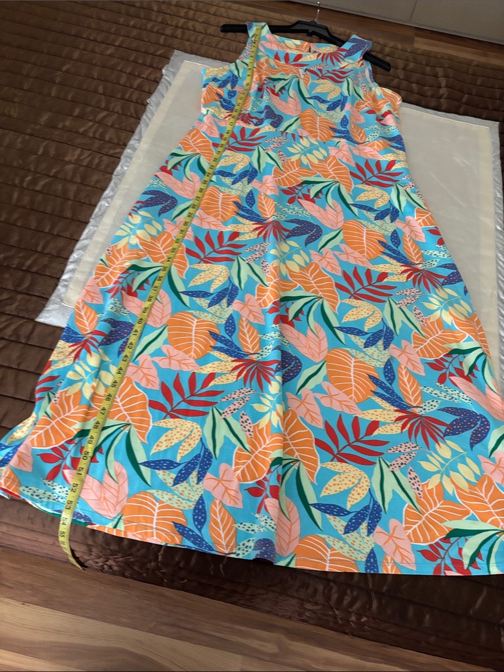 Talbots Tropical Print Maxi Dress in Aqua, Orange & Red